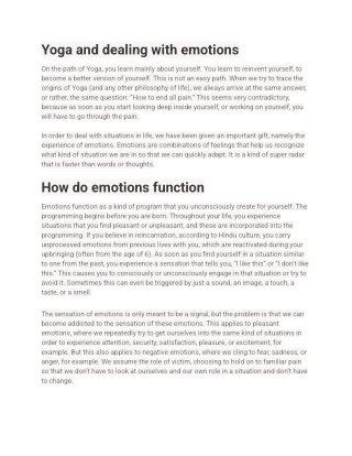Yoga and dealing with emotions