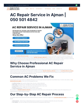 AC Repair service in Ajman by Waleed Technical Services