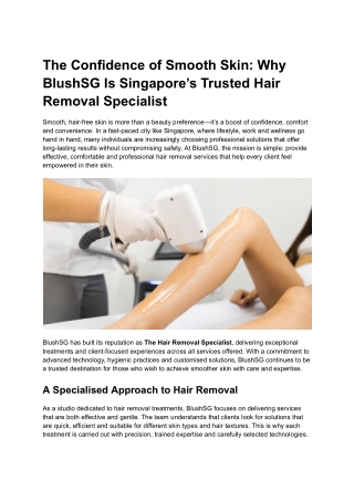 The Confidence of Smooth Skin_ Why BlushSG Is Singapore’s Trusted Hair Removal Specialist