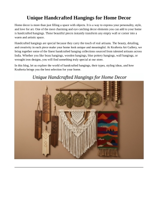 Unique Handcrafted Hangings for Home Decor