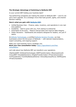The Strategic Advantage of Switching to NetSuite ERP