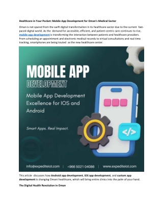 Healthcare in Your Pocket - Mobile App Development for Oman's Medical Sector
