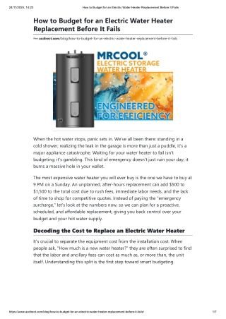 How to Budget for an Electric Water Heater Replacement Before It Fails