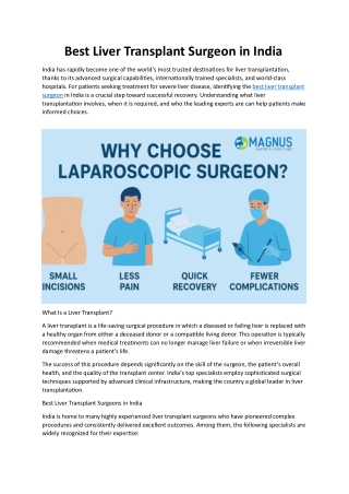 Best Liver Transplant Surgeon in India