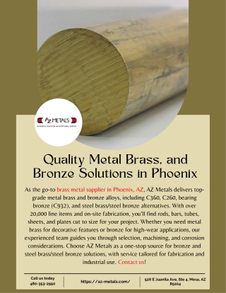 Quality Metal Brass, and Bronze Solutions in Phoenix