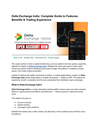 Delta Exchange India Complete Guide to Features, Benefits & Trading Experience