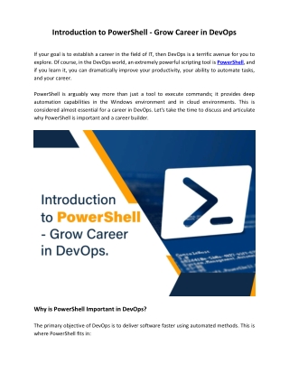 Introduction to PowerShell - Grow career in DevOps