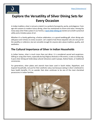Explore the Versatility of Silver Dining Sets for Every Occasion