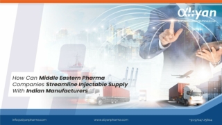 Middle East Pharma Company do Injectable Supply With Indian Manufacturer