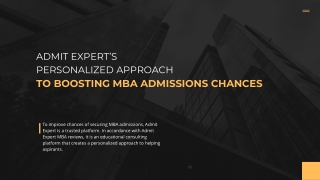 Admit Expert’s Personalized Approach to Boosting MBA Admissions Chances