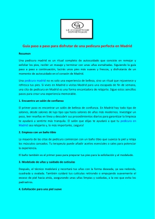 Guía paso a paso para disfrutar de una pedicura perfecta en Madrid