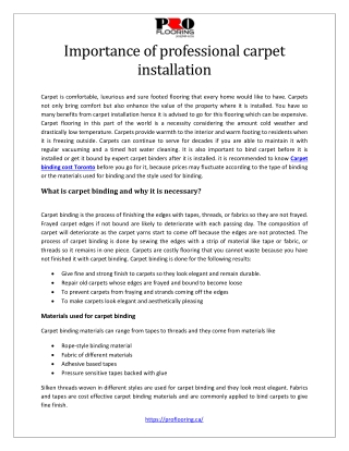 Importance of professional carpet installation