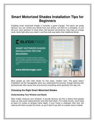 Smart Motorized Shades Installation Tips for Beginners