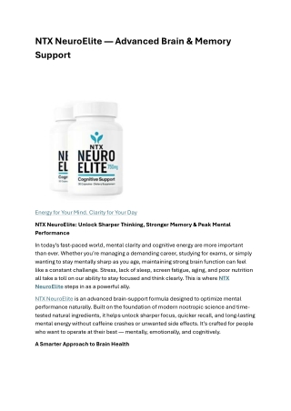 NTX NeuroElite — Advanced Brain & Memory Support