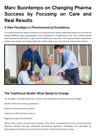 How Marc Buontempo Puts Real Results at the Center of Pharma Innovation
