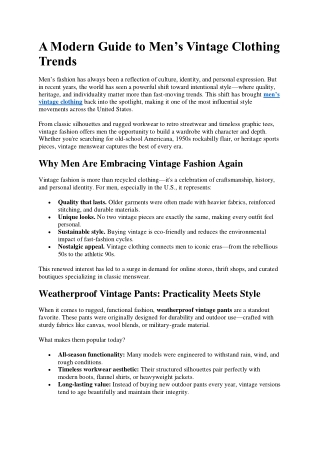 A Modern Guide to Men’s Vintage Clothing Trends