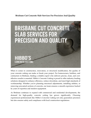 Brisbane Cut Concrete Slab Services For Precision And Quality