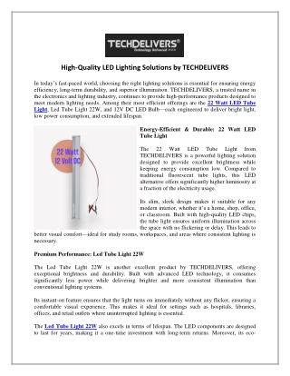 High-Quality LED Lighting Solutions by TECHDELIVERS