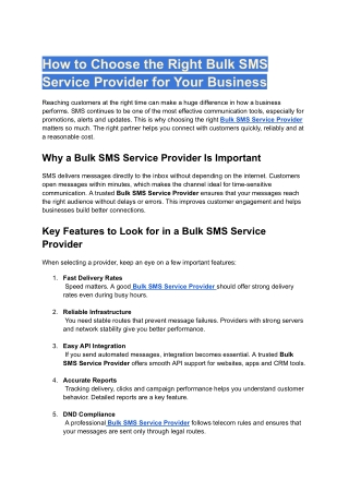 How to Choose the Right Bulk SMS Service Provider for Your Business