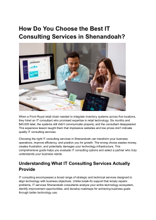 How Do You Choose the Best IT Consulting Services in Shenandoah_