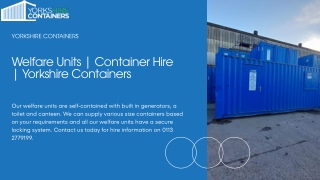 Welfare Units  Container Hire  Yorkshire Containers