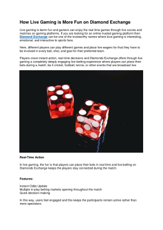 How Live Gaming is More Fun on Diamond Exchange