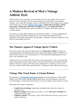 A Modern Revival of Men’s Vintage Athletic Style