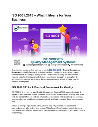 ISO 9001:2015 – What It Means for Your Business