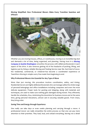Moving Simplified How Professional Movers Make Every Transition Seamless and Efficient
