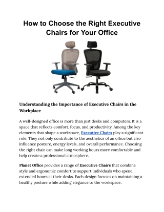 How to Choose the Right Executive Chairs for Your Office