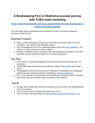 A Bookkeeping Firm in Oklahoma success journey with TLM's email marketing