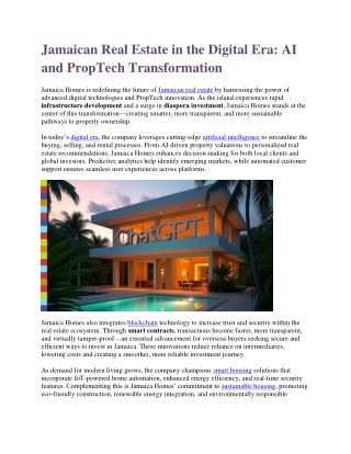 Jamaican Real Estate in the Digital Era