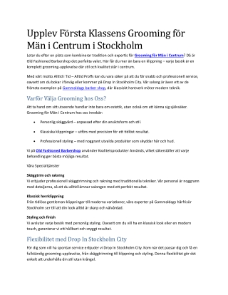 Grooming för Män i Centrum