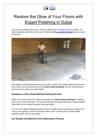 Restore the Glow of Your Floors with Expert Polishing in Dubai