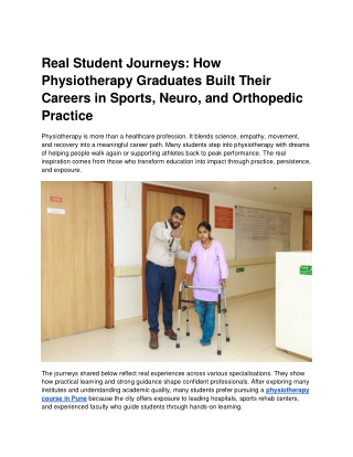 Real Student Journeys: How Physiotherapy Graduates Built Their Careers in Sports