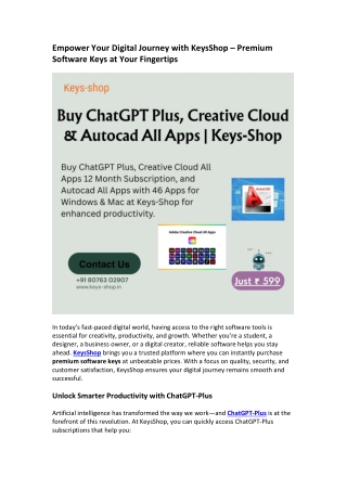 Empower Your Digital Journey with KeysShop – Premium Software Keys at Your Finge