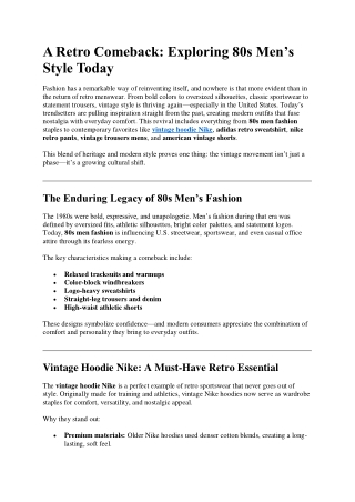 A Retro Comeback: Exploring 80s Men’s Style Today