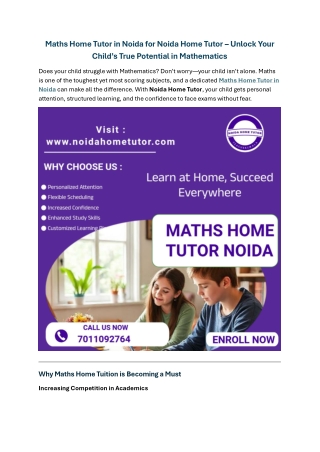 Maths home tutor in Noida | Female home tutor Noida