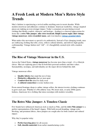 A Fresh Look at Modern Men’s Retro Style Trends