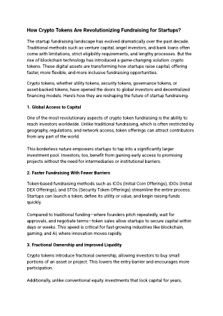 How Crypto Tokens Are Revolutionizing Fundraising for Startups