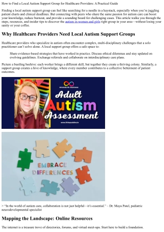 How to Find a Local Autism Support Group for Healthcare Providers: A Practical G