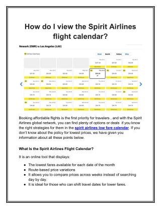 Spirit Airlines flight calendar-  1-833-543-2021