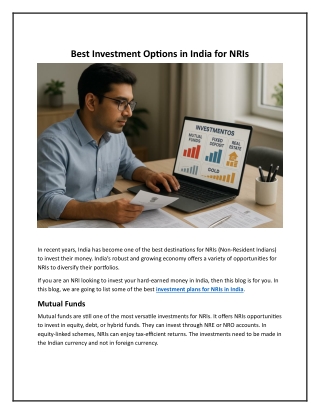 Best Investment Options in India for NRIs