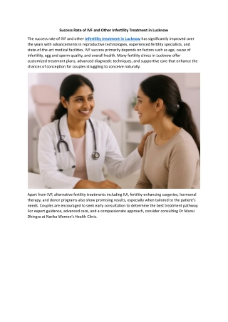 Success Rate of IVF and Other Infertility Treatment in Lucknow