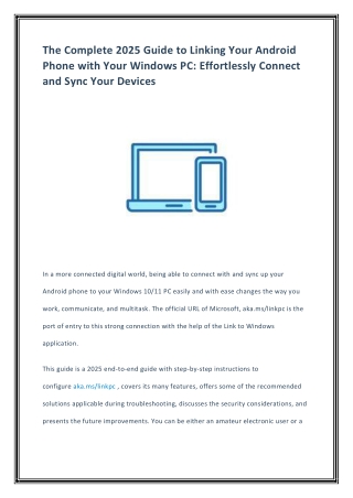 How to Connect Your Android Phone to Windows Effortlessly Using aka.ms/LinkPC
