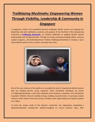 Trailblazing Muslimahs: Empowering Women Through Visibility, Leadership & Commun