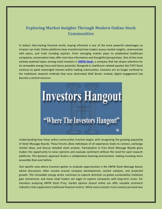 Exploring Market Insights Through Modern Online Stock Communities