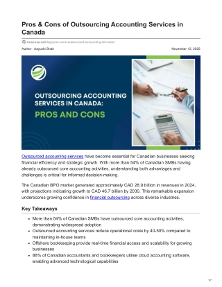 Canada Accounting Outsourcing: Pros and Cons Guide