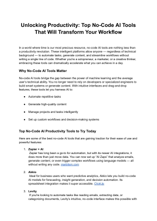 Unlocking Productivity_ Top No-Code AI Tools That Will Transform Your Workflow