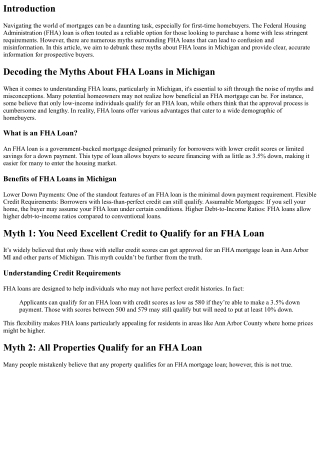 Decoding the Myths About FHA Loans in Michigan